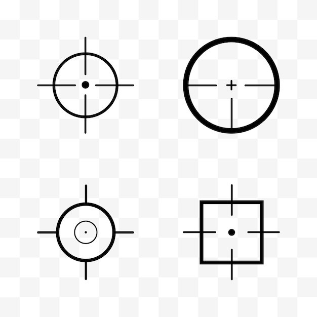 Target aim crosshair and sight symbol Sniper rifle aim on a background Sight military Vector