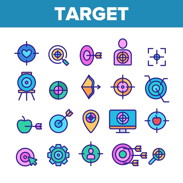 Target Aim Elements Icons Set