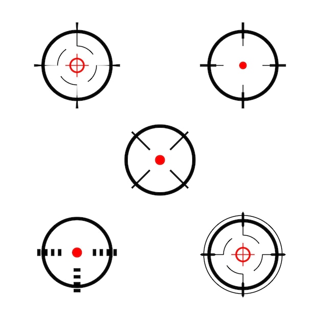 대상 또는 조준 아이콘은 검은색과 빨간색 크로스 헤어 아이콘 모음 5개로 아이콘을 설정합니다.