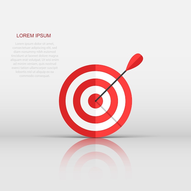 Vector target aim vector icon in flat style darts game illustration on white isolated background dartboard sport target concept