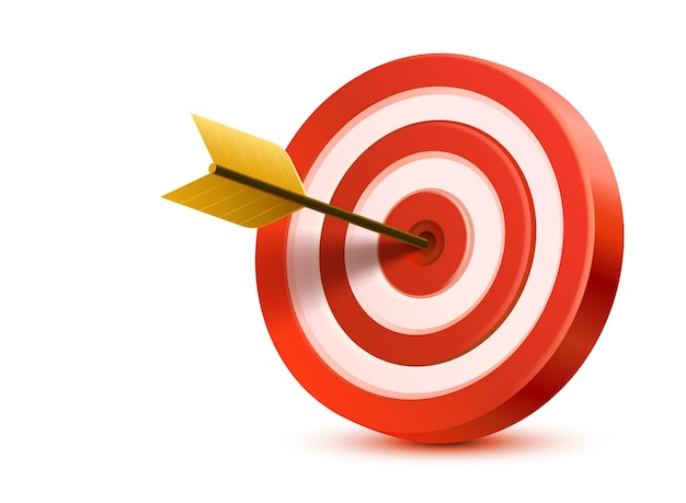 Target and arrow d object on white background vector illustration