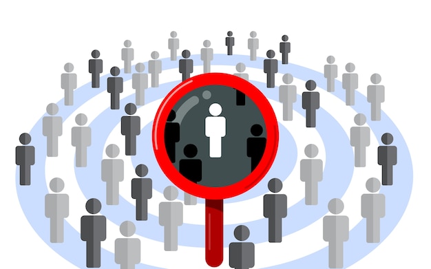 Target audience, focus customer. Dart and store flat design vector concept isolated 