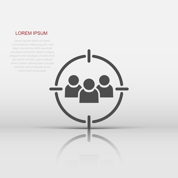 Target audience icon in flat style Focus on people vector illustration on white isolated background Human resources business concept