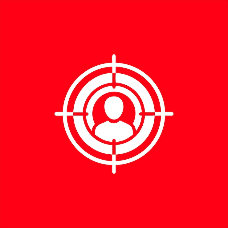 Vector target audience icon human figure in crosshair symbol
