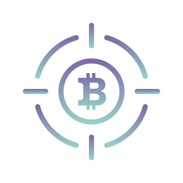 Vettore elemento icona del modello di progettazione del gradiente del logo bitcoin di destinazione