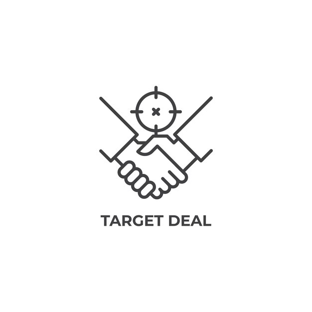 Vettore target deal handshake business deal vector outline icon illustration