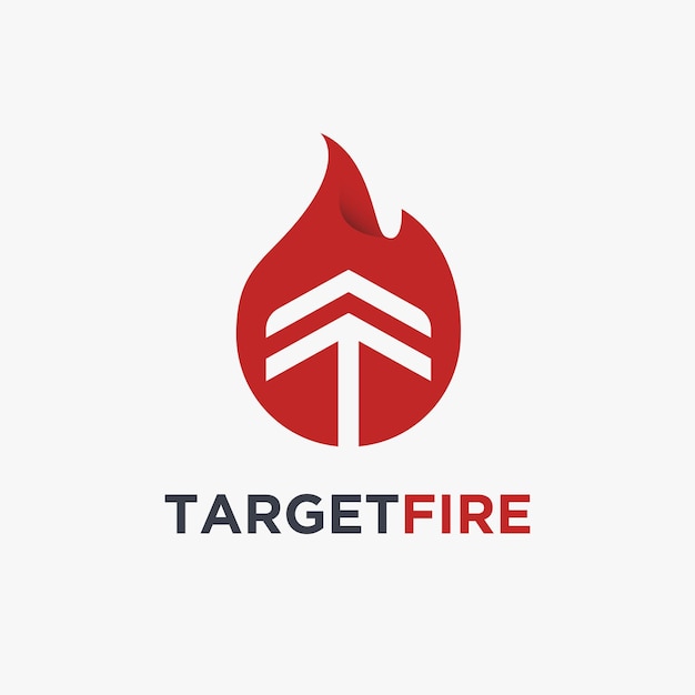 Вектор значка логотипа Target And Fire с горячей стрелкой на белом фоне