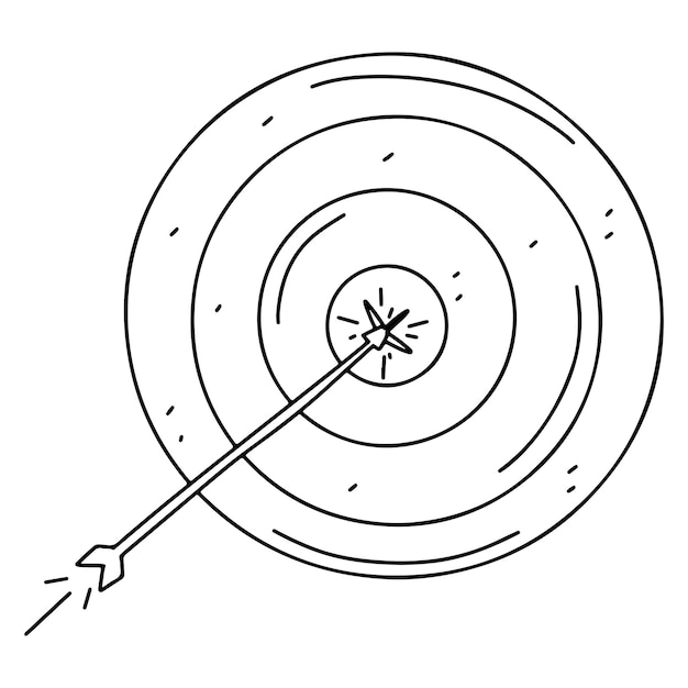 Vettore obiettivo in stile doodle disegnato a mano illustrazione vettoriale isolato su sfondo bianco pagina da colorare