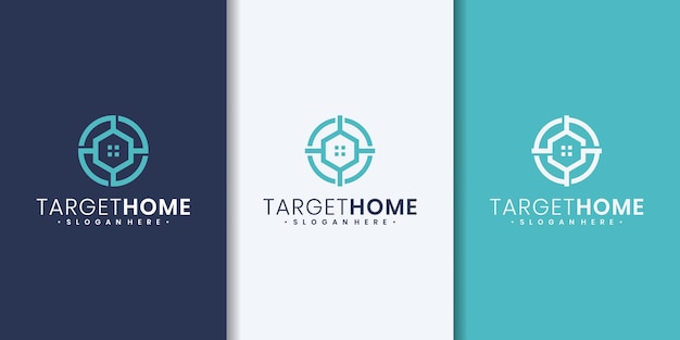 Target home logo ontwerpen sjabloon. huis gecombineerd met doelbord