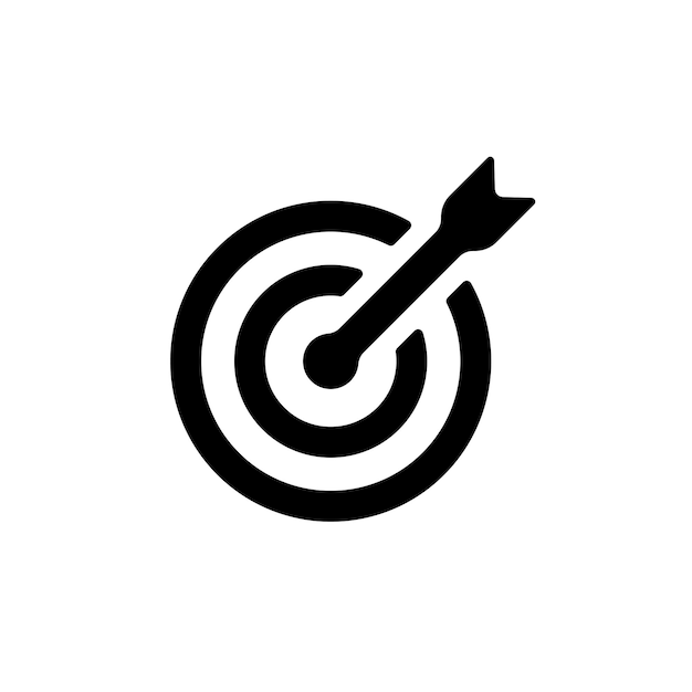 Vector target icon in black. arrow. mission. winner. business concept. vector eps 10. isolated on white background.