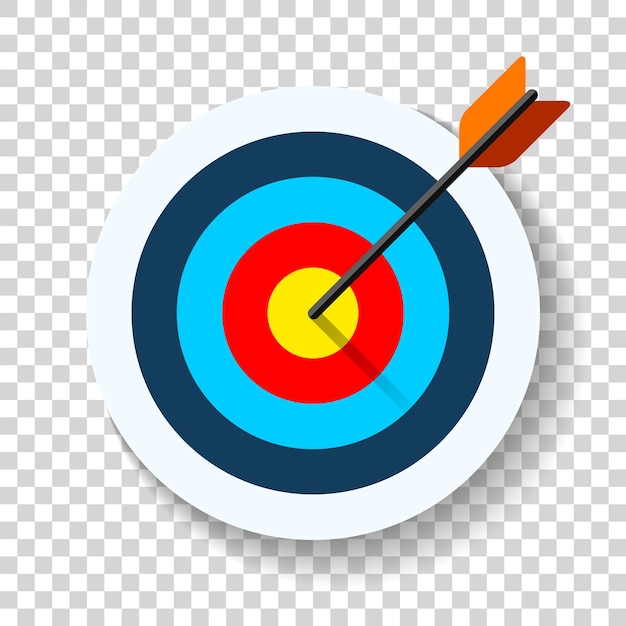 Target icon in flat style on transparent background. Bullseye business conpept. Arrow in the center