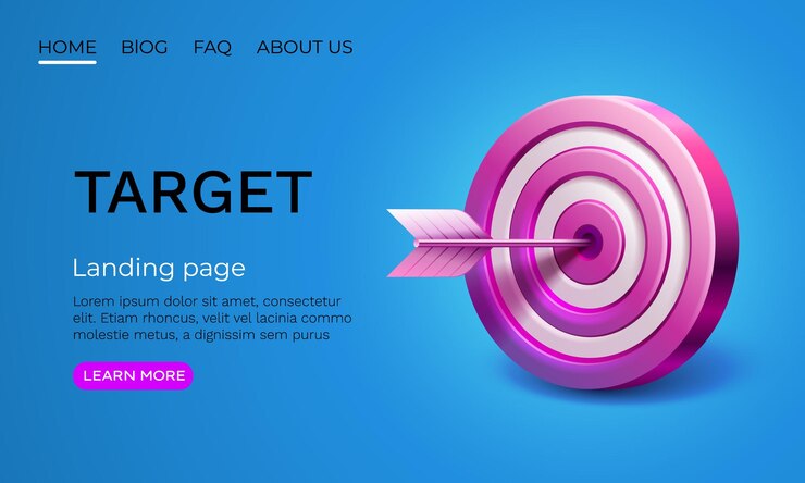 Vector target landing page banner business 3d icon vector illustration