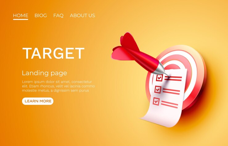 Vector target landing page banner business d icon vector