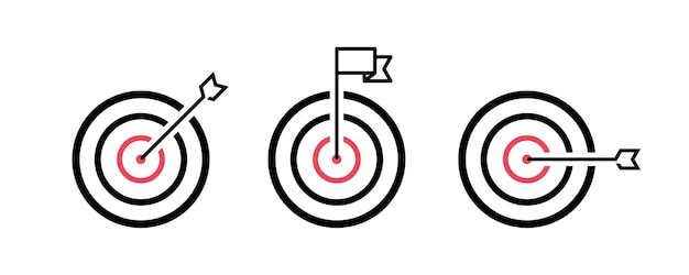 矢印とフラグの付いたターゲット ライン アイコン 目標コンセプト マーケティング ターゲット戦略シンボル ロゴ デザイン ベクトル図