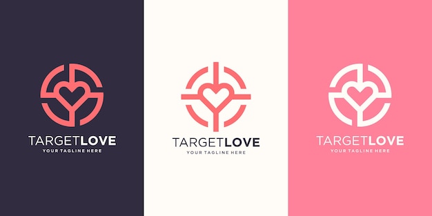 Target love logo designs template. illustration heart combined with target sign.