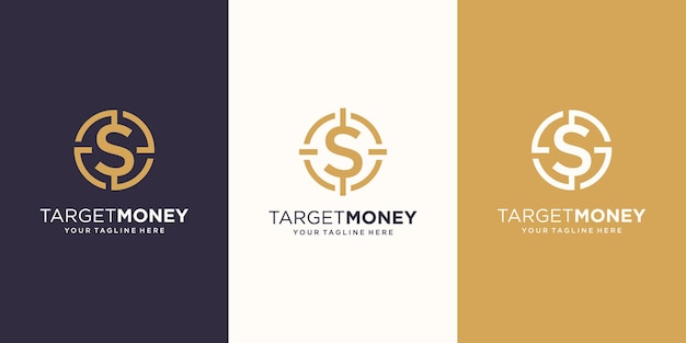 Vector target money logo designs template. symbol dollar combined with target sign.