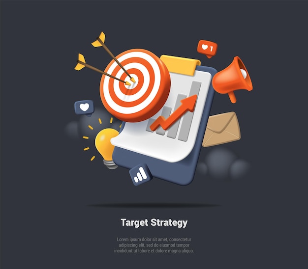 Target Strategy And Effective Time Planning Tools Project Development Icon Work Organizer Daily Plan Success Business Target Customer Online Marketing Consultants 3d Realistic Vector Illustration