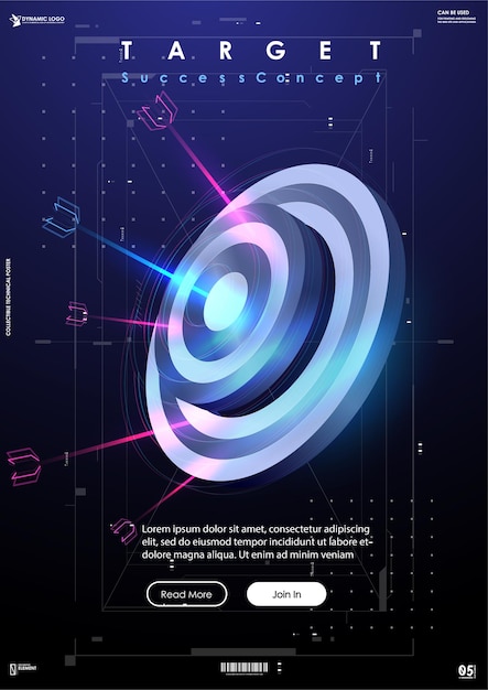 Target success banner in futuristic style