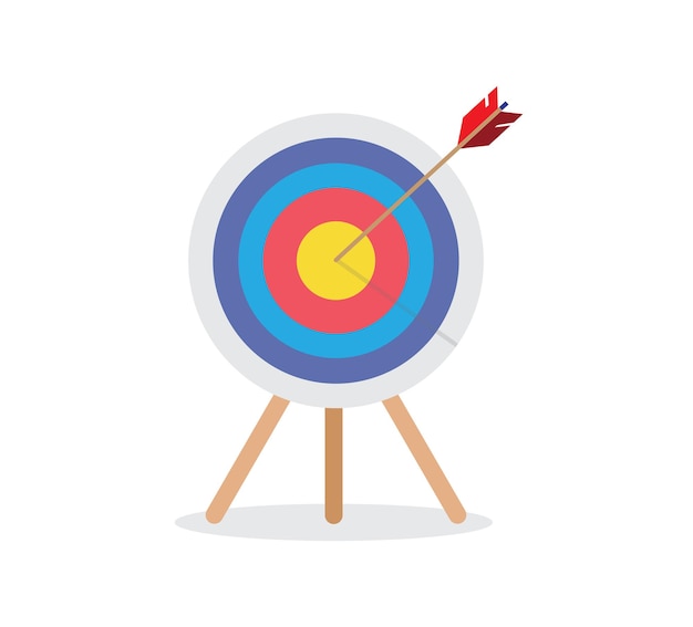 Target with arrow standing on a tripod goal achievement concept