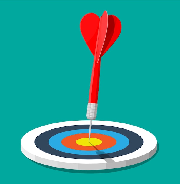 Target with dart in center. Goal setting. Smart goal. Business target concept. Achievement and success. Vector illustration in flat style