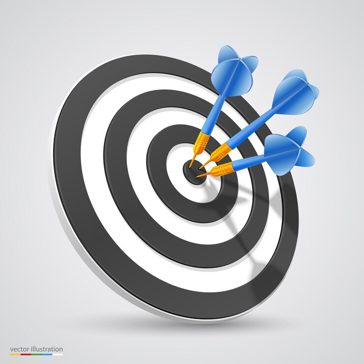 Vector target with darts 3d art. vector illustration