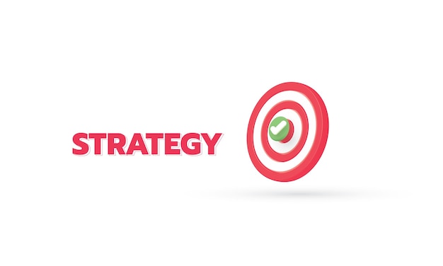 Illustrazione di rendering 3d del concetto di strategia aziendale di targeting