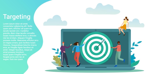 Targeting Mensen op de achtergrond van het doelwit houden zich bezig met SEO-promotie