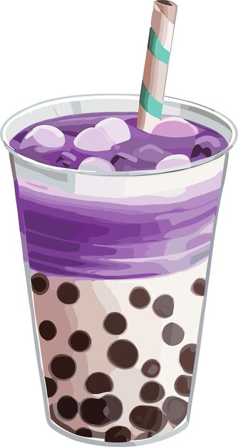 Taro bubble tea isolated on white background vector