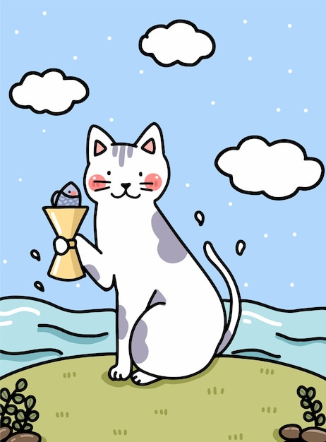 Tarot card concept with cat illustration vector design