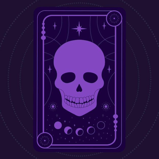 Vector tarot card concept with a skull mystery astrology esoteric vector illustration