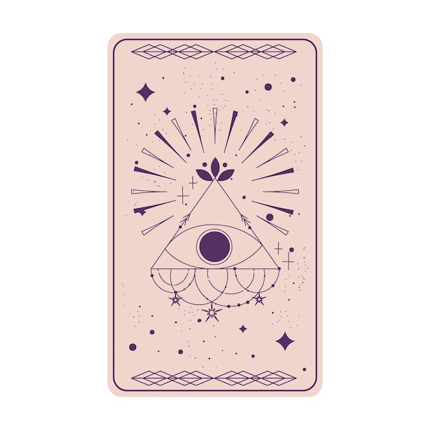 Vettore carta dei tarocchi con piramide dell'occhio mistico isolata carta dei tarocchi esoterici boho con occhio e stella illustrazione vettoriale geometria sacra triangolo celeste