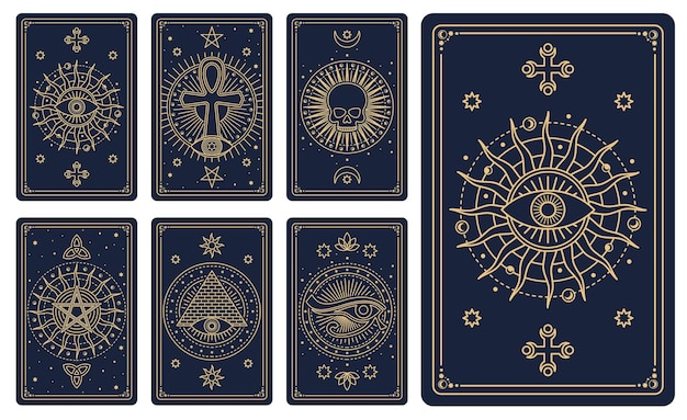 Vector tarot cards arcana with esoteric mason symbols