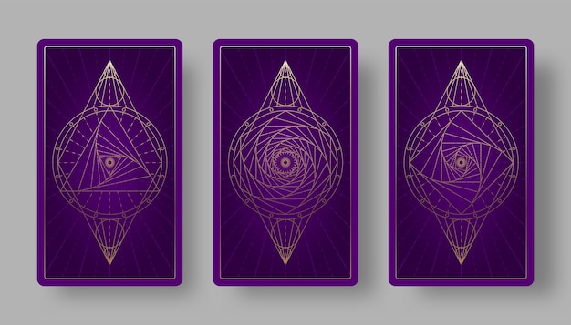 Tarot cards back set with geometric symbols