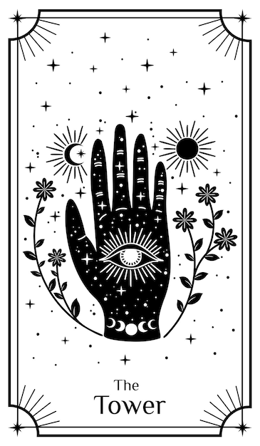 Tarot cards poster with mystical elements moon and stars vector illustration