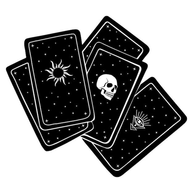 Tarotkaarten vector hekserij tekening halloween