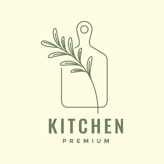 Vector tarragons plant leaves with cutting board spice and health benefits logo design vector icon illustration template