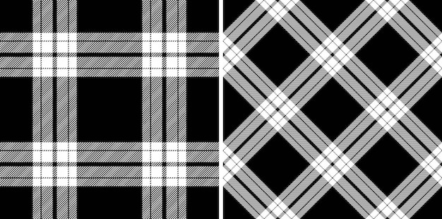 Tartan fabric pattern of seamless vector check with a background texture textile plaid set in monochrome colors