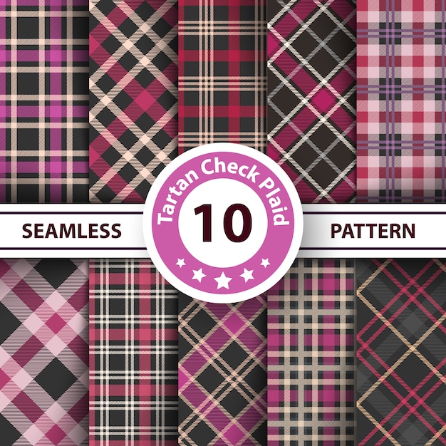 Tartan, merry christmas check plaid seamless patterns.