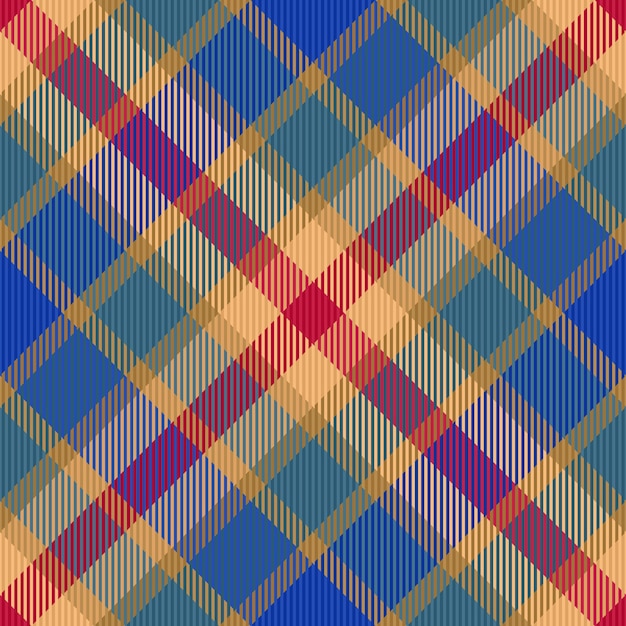 Tartan textile background of pattern fabric seamless with a texture plaid check vector in blue and amber colors