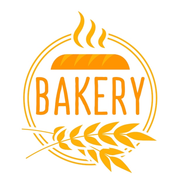 Tarwe brood voedsel pictogram logo met bakkerij teken geïsoleerd op wit label vectorillustratie Embleem element voor grafische vintage banketbakkerij