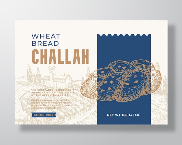 Tarwe challah brood labelsjabloon abstract vector verpakking ontwerp lay-out moderne typografie banner ...