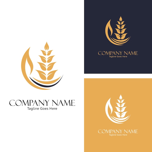 Tarweveld biologische tarwe oogst natuur logo concept succes boerderij icoon logo vector ontwerp sjabloon