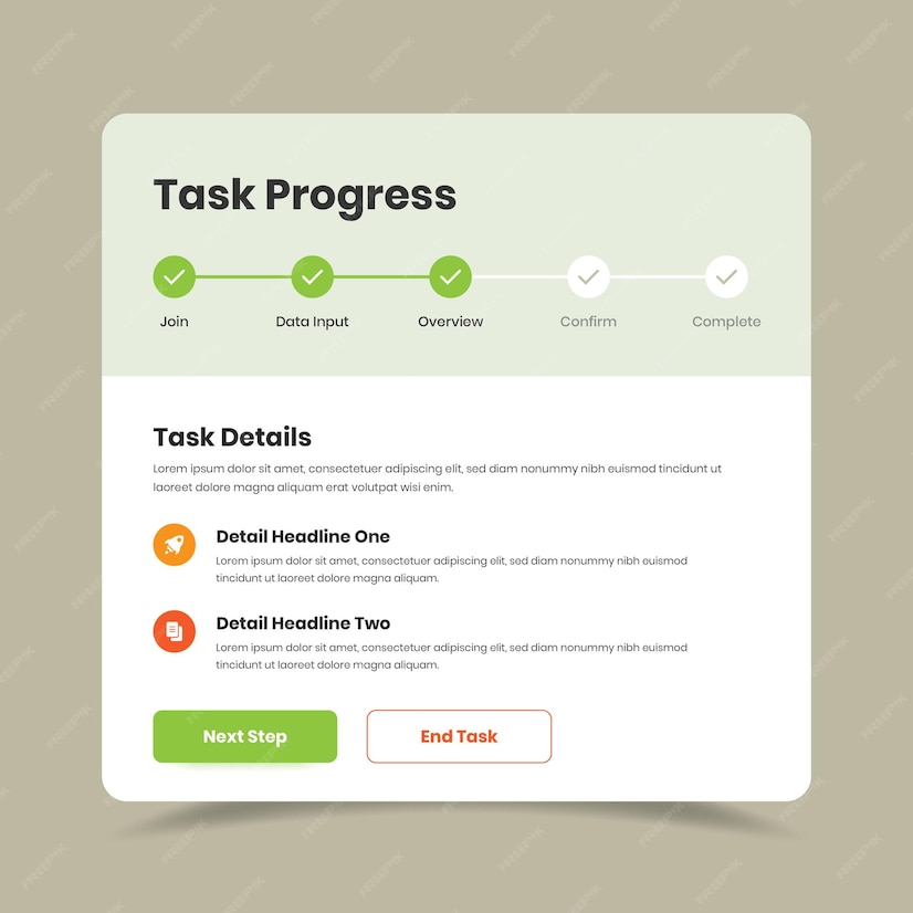 Premium Vector | Task progress steps controller or tracker ui design ...