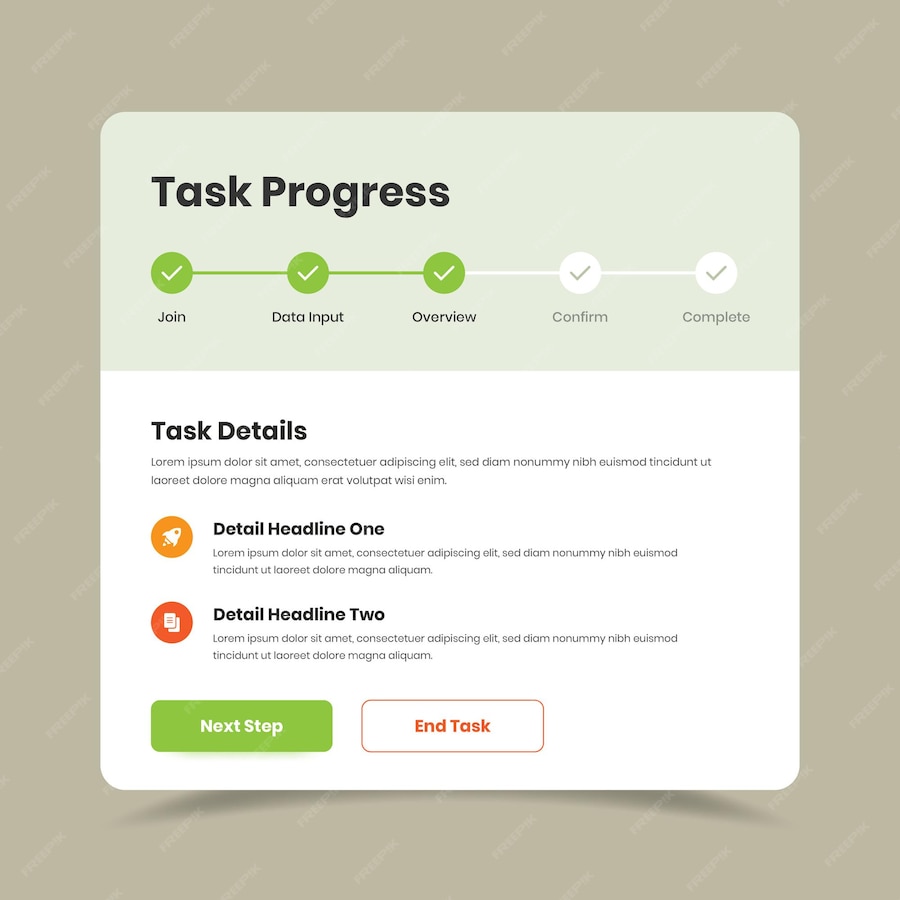 Premium Vector | Task progress steps controller or tracker ui design ...