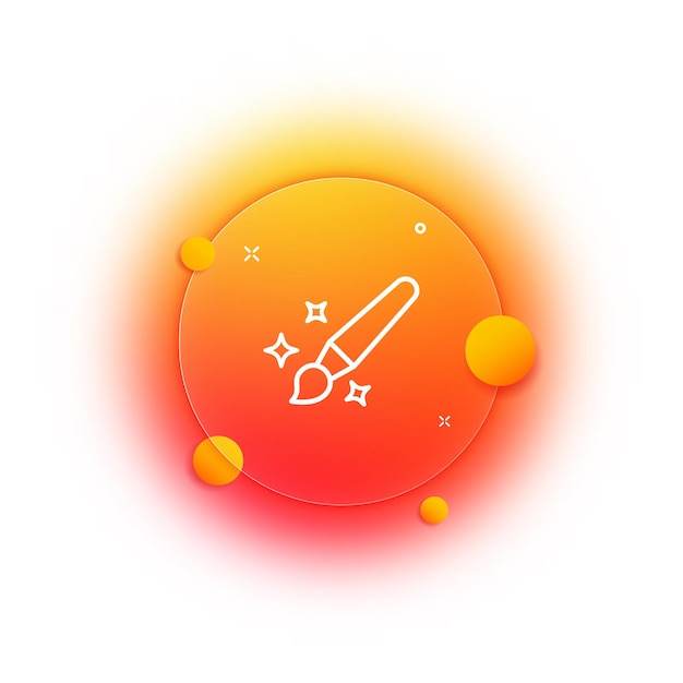 Значок линии кисточки Живопись рисунок искусство холст Яркий школьный карандаш Концепция вдохновения Стиль Glassmorphism Значок векторной линии для бизнеса и рекламы