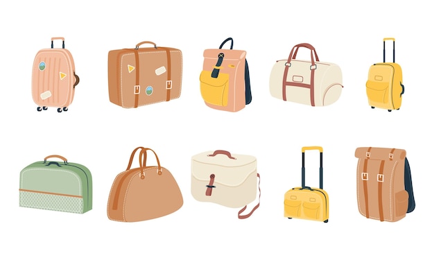 Tassen symbool collectie ontwerp, bagage bagage toerisme reizen thema vectorillustratie