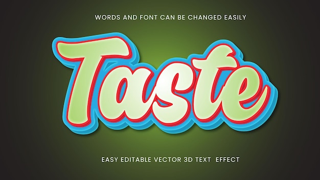 Taste 3d editable text effect design