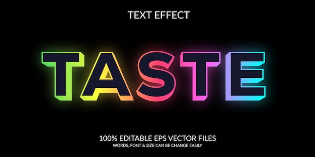 3D 벡터 완전히 편집 가능한 텍스트 효과 맛
