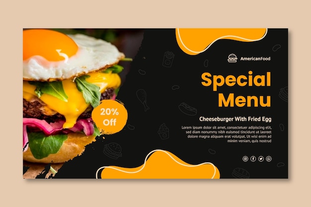 Tasty american food banner template