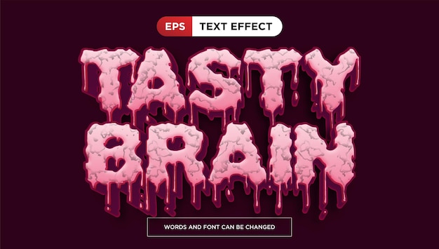 Vector tasty brain text effect editable halloween title text style